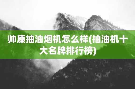 帅康抽油烟机怎么样(抽油机十大名牌排行榜)