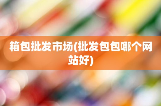 箱包批发市场(批发包包哪个网站好)