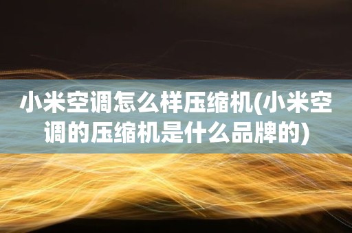 小米空调怎么样压缩机(小米空调的压缩机是什么品牌的)
