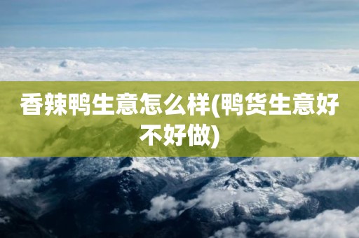 香辣鸭生意怎么样(鸭货生意好不好做)