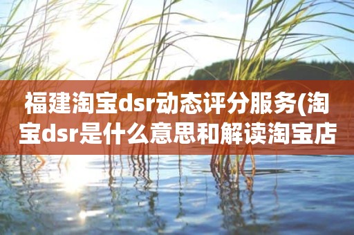 福建淘宝dsr动态评分服务(淘宝dsr是什么意思和解读淘宝店铺动态评分规则)