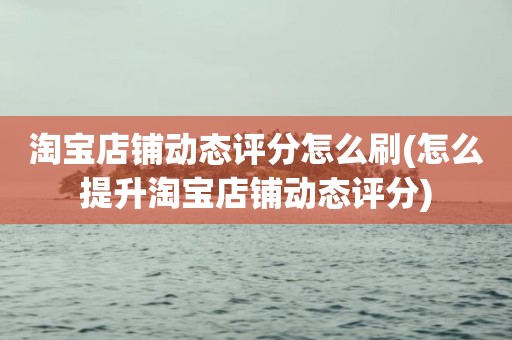 淘宝店铺动态评分怎么刷(怎么提升淘宝店铺动态评分)