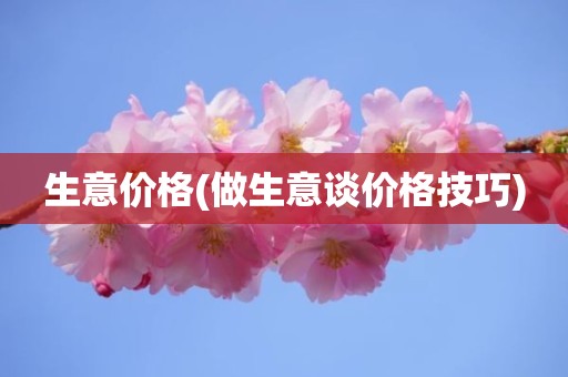 生意价格(做生意谈价格技巧)