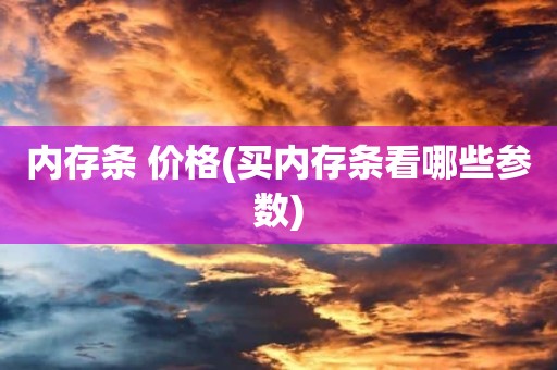 内存条 价格(买内存条看哪些参数)