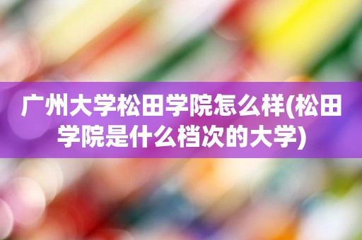 广州大学松田学院怎么样(松田学院是什么档次的大学)