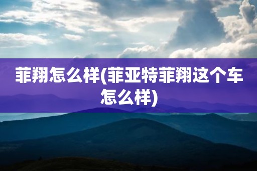 菲翔怎么样(菲亚特菲翔这个车怎么样)
