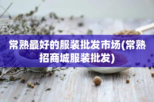 常熟最好的服装批发市场(常熟招商城服装批发)