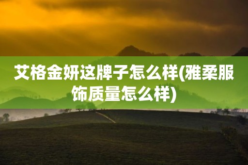 艾格金妍这牌子怎么样(雅柔服饰质量怎么样)