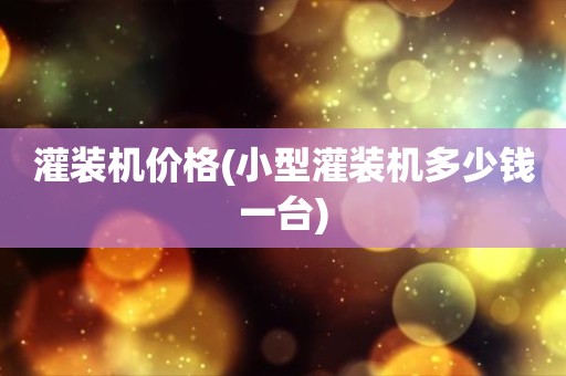 灌装机价格(小型灌装机多少钱一台)