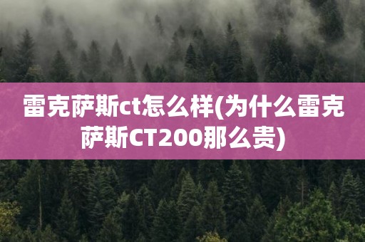 雷克萨斯ct怎么样(为什么雷克萨斯CT200那么贵)