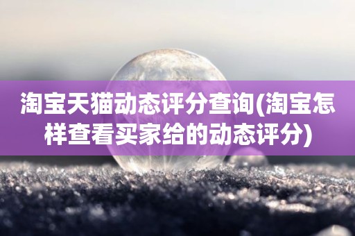 淘宝天猫动态评分查询(淘宝怎样查看买家给的动态评分)