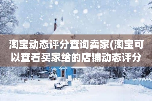 淘宝动态评分查询卖家(淘宝可以查看买家给的店铺动态评分吗)
