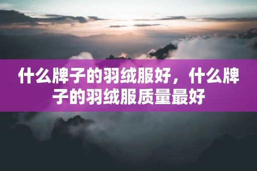 什么牌子的羽绒服好，什么牌子的羽绒服质量最好