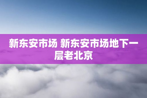 新东安市场 新东安市场地下一层老北京
