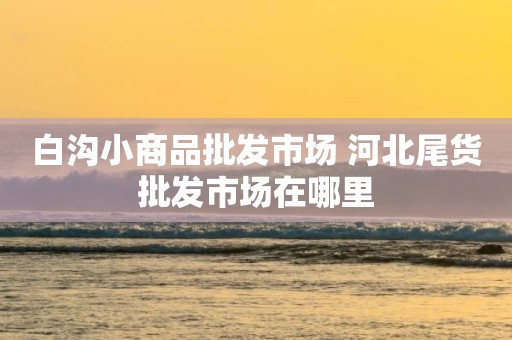 白沟小商品批发市场 河北尾货批发市场在哪里