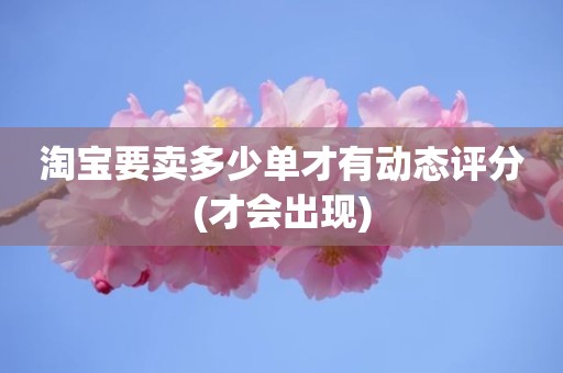 淘宝要卖多少单才有动态评分(才会出现)