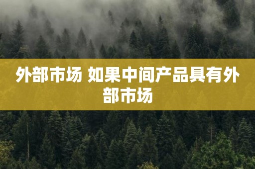 外部市场 如果中间产品具有外部市场