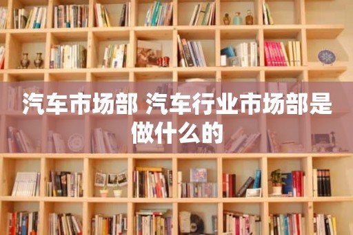 汽车市场部 汽车行业市场部是做什么的
