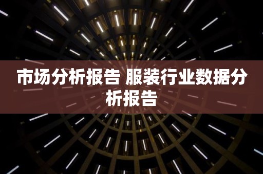 市场分析报告 服装行业数据分析报告