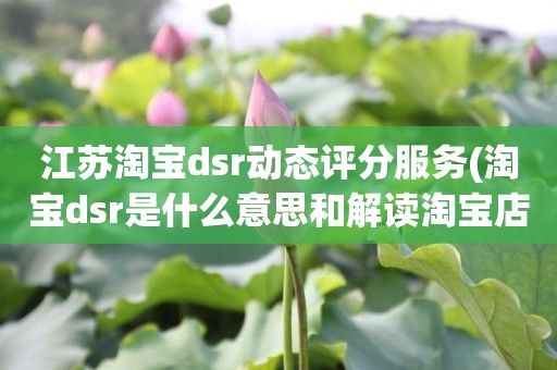 江苏淘宝dsr动态评分服务(淘宝dsr是什么意思和解读淘宝店铺动态评分规则)