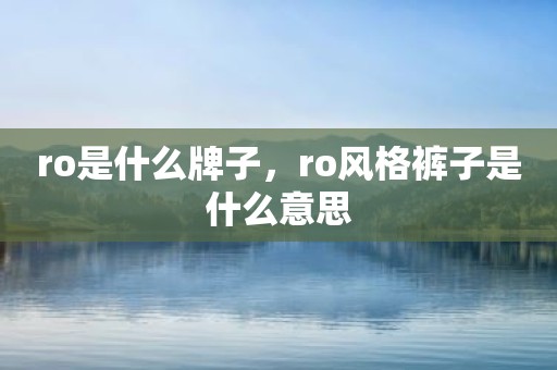 ro是什么牌子，ro风格裤子是什么意思