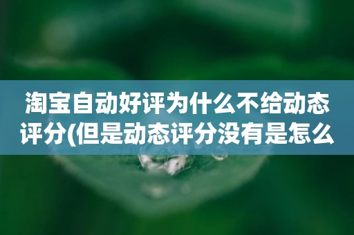 淘宝自动好评为什么不给动态评分(但是动态评分没有是怎么回事)