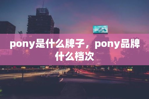 pony是什么牌子，pony品牌什么档次