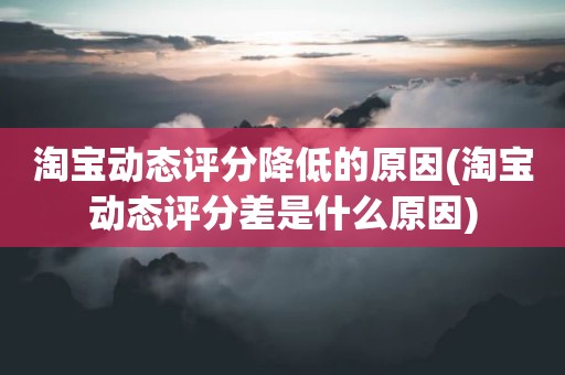 淘宝动态评分降低的原因(淘宝动态评分差是什么原因)