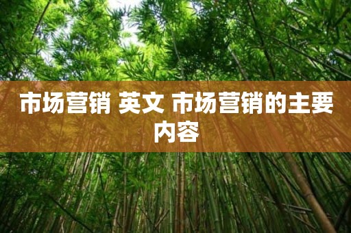 市场营销 英文 市场营销的主要内容