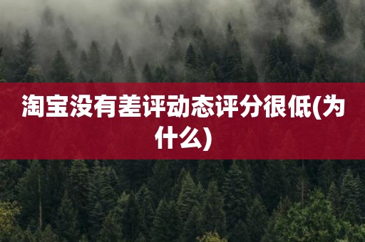 淘宝没有差评动态评分很低(为什么)