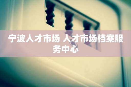 宁波人才市场 人才市场档案服务中心