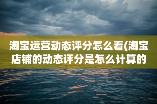 淘宝运营动态评分怎么看(淘宝店铺的动态评分是怎么计算的)