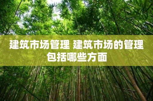 建筑市场管理 建筑市场的管理包括哪些方面