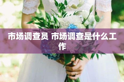 市场调查员 市场调查是什么工作