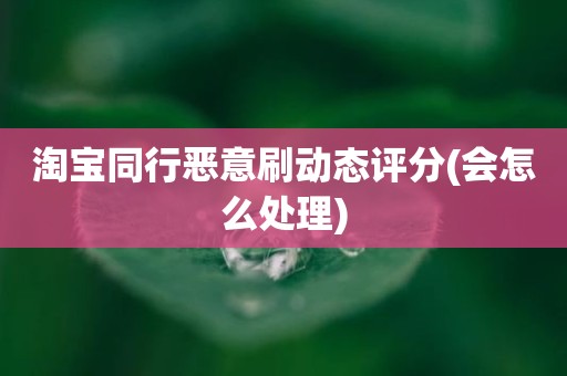 淘宝同行恶意刷动态评分(会怎么处理)