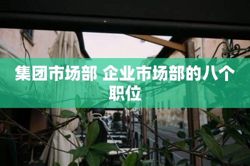 集团市场部 企业市场部的八个职位