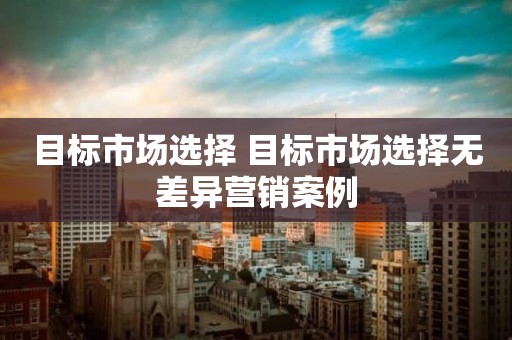 目标市场选择 目标市场选择无差异营销案例