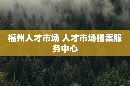 福州人才市场 人才市场档案服务中心