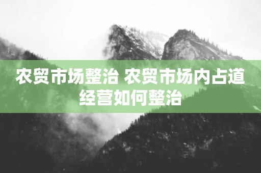 农贸市场整治 农贸市场内占道经营如何整治