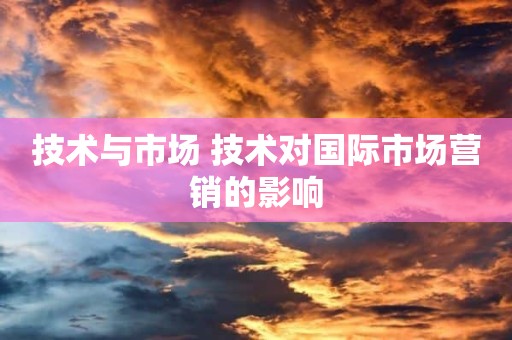 技术与市场 技术对国际市场营销的影响