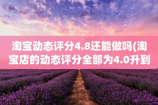 淘宝动态评分4.8还能做吗(淘宝店的动态评分全部为4.0升到4.8左右需要多少单)