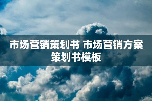 市场营销策划书 市场营销方案策划书模板