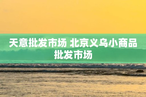 天意批发市场 北京义乌小商品批发市场