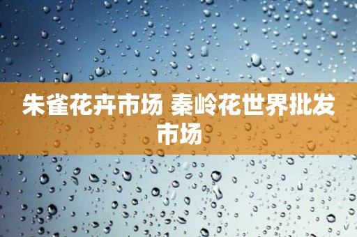 朱雀花卉市场 秦岭花世界批发市场