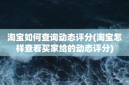 淘宝如何查询动态评分(淘宝怎样查看买家给的动态评分)