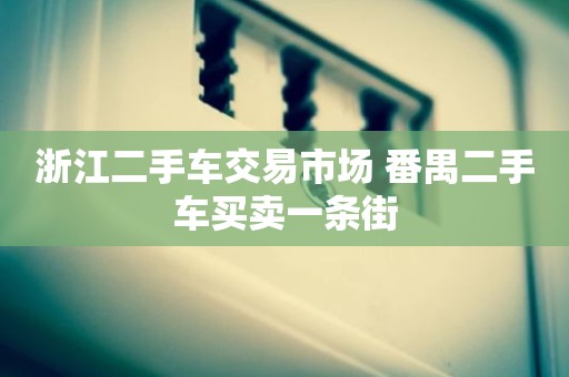 浙江二手车交易市场 番禺二手车买卖一条街