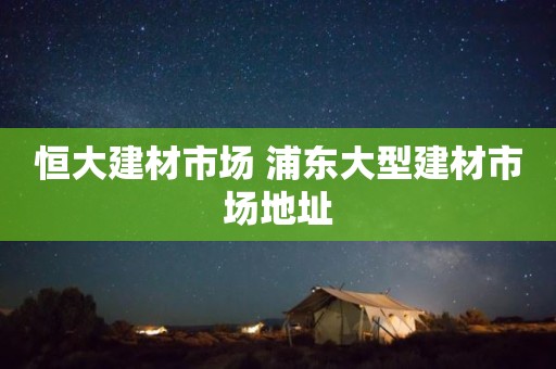 恒大建材市场 浦东大型建材市场地址