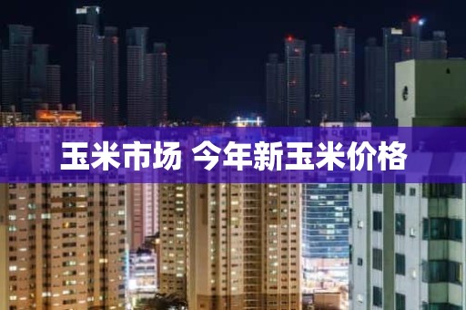 玉米市场 今年新玉米价格