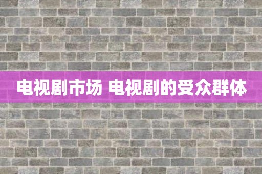电视剧市场 电视剧的受众群体