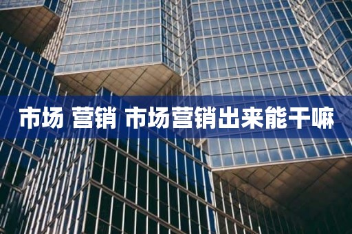 市场 营销 市场营销出来能干嘛